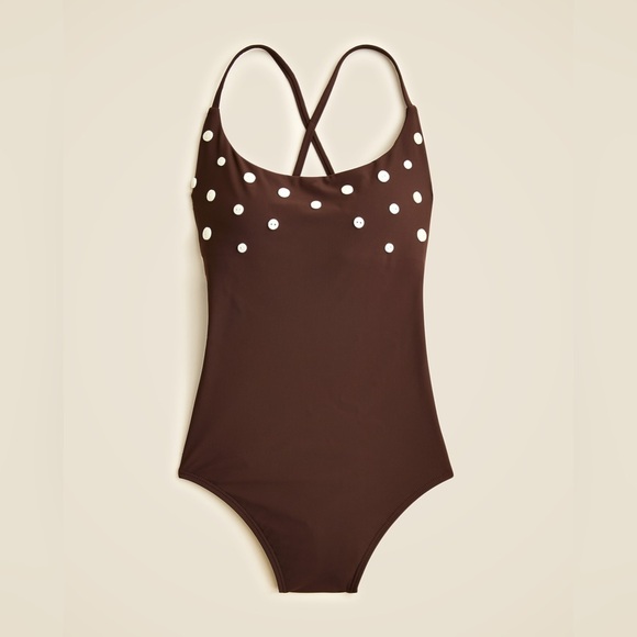 J. Crew Other - NWT J. Crew Button-trim scoopback one-piece swimsuit - size 6  and 8 - brown